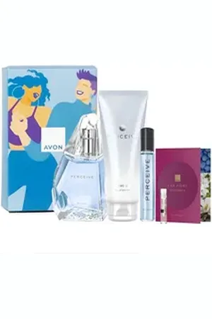 Avon Eau de Parfum Perceive 50 ml, Taschenspray, Korperlotion für Sie Geschenkbox 3-tlg., 3-tlg., Enthält Körperlotion, Parfum, Taschenspray in eleganten Geschenkbox.