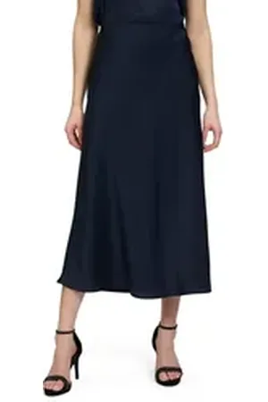 Vera Mont Maxirock Satinrock wadenlang Material blau 36