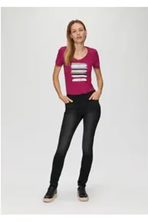 QS by s.Oliver 5-Pocket-Jeans Jeans Izabell / Skinny Fit / Mid Rise / Skinny Leg Seitennaht grau 48/28