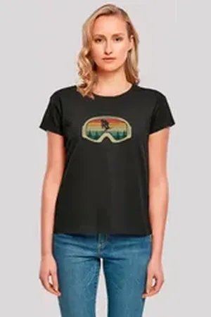 F4NT4STIC T-Shirt Retro Skibrille Wintersport Premium Qualität schwarz L