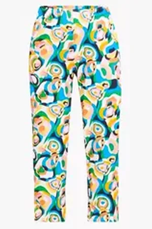0039 Italy Taillenhose Damen Hosen, Damen Dilana Sommer Hose Elastischen Bund, Mehrfarbig