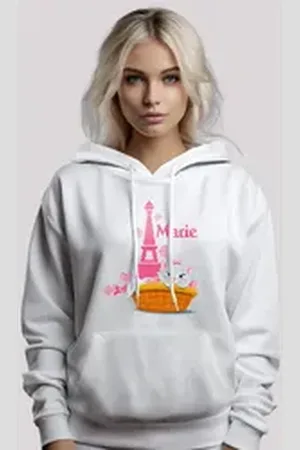 F4NT4STIC Kapuzenpullover Disney Aristocats Marie Eiffel tower Basket Premium Qualität weiß XXL