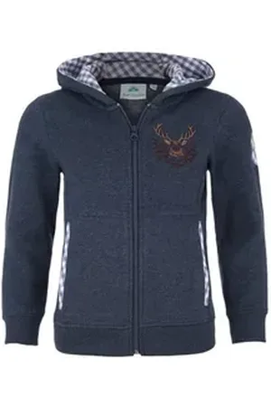 Isar Trachtenjacke Kapuzenjacke Kinder - LOVIS - jeansblau blau 152