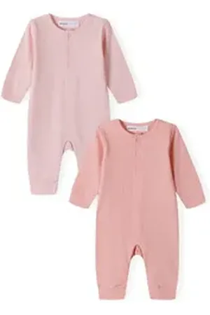 Minoti Schlafoverall Strampler mit langen Ärmeln, 2-er Pack (0-18m) rosa 68-74cm
