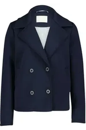 AMBER & JUNE Jackenblazer - Stilvolle Blazerjacke für Damen -kurzer Trenchcoat Blazer blau 36