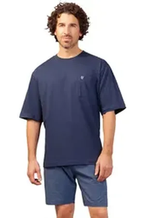 HAJO Pyjama Herren-Shorty Single-Jersey gemustert blau 58