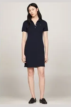 Tommy Hilfiger Polokleid 1985 SLIM PIQUE POLO DRESS SS blau XL (42)