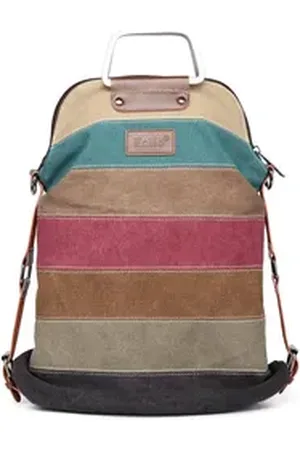 Kono Shopper Mehrfarbengestreifte Segeltuch Handtaschen Kreuzkörper für Frauen 41x33x12