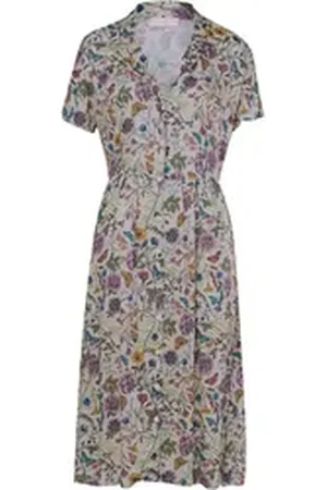 Brigitte Von Schönfels Midikleid Halbarm-Kleid mit Druck beige 34