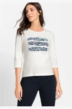 Olsen Print-Shirt (1-tlg) mit Placement-Print weiß 40 Damen