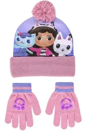 Gabbys Dollhouse Bommelmütze Dreamworks (2-St) Mädchen Winter-Set Mütze & Handschuhe Einheitsgröße lila