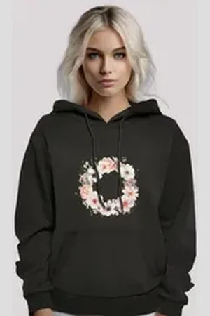 F4NT4STIC Kapuzenpullover Rosa Blumenkranz Premium Qualität schwarz XL