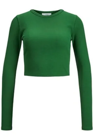 JJXX Langarmshirt Feline (1-tlg) Plain/ohne Details grün XL