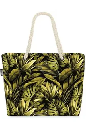 Void Watches VOID Strandtasche (1-tlg), Palmblätter Beach Bag Palmen Dschungel Tropen Safari Ur-Wald Palmen-B gelb