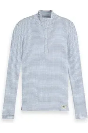 Scotch&Soda Langarmshirt Damen Langarmshirt Grandad 156170 blau S