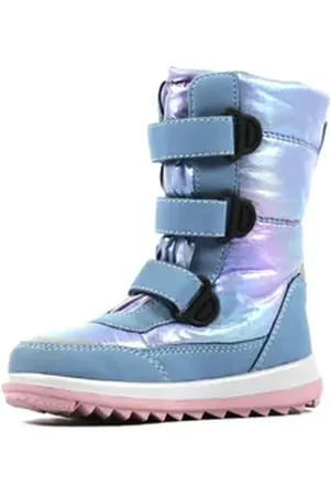 Richter Husky WMS: Weit Winterstiefel Klettstiefel mit wasserdichtem Sympatex, Größenschablone zum Download blau|rosa 34 EU