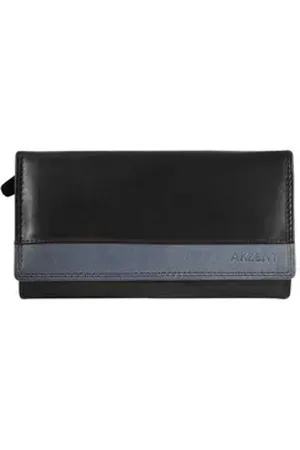 Akzent Geldbörse Rimas Echtledergeldbörse, RFID safe, schwarz (Einzeln), Damen Geldbörse Quer Echtleder schwarz