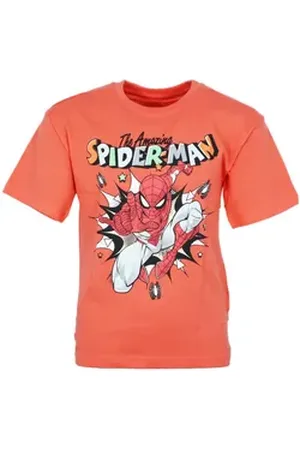 Marvel Print-Shirt Spiderman Kinder Jungen T-Shirt Kurzarm Shirt 100% Baumwolle, Gr. 104 bis 134 orange 110