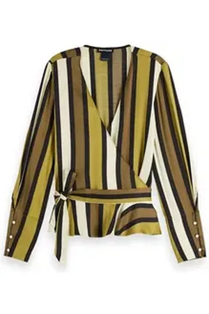 Scotch&Soda Blusenshirt Damen Wickelbluse Wrap Shirt 153769 braun S
