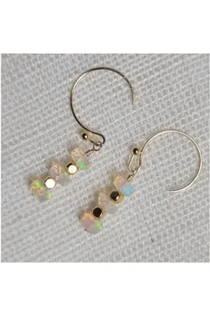 Golden Paar Ohrhänger Opal Ohrringe, 14k gold filled Ohrringe, äthiopische Opal Ohrringe