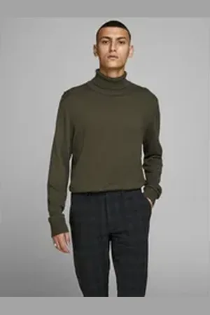 JACK & JONES Strickpullover Dünner Rollkragen Strickpullover Rundhals Basic Sweater JJEEMIL JJEEMIL KNIT ROLL NECK NOOS grün L
