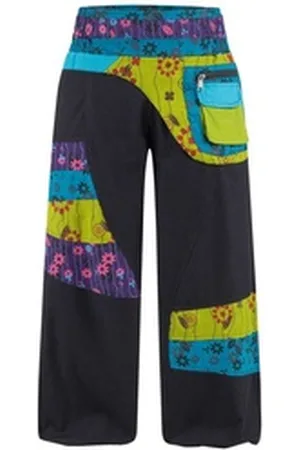 Kunst und Magie Haremshose Kunst&Magie Bunte Hippiehose Baumwolle IBIZA Strandhose Wellnesshose schwarz 4XL