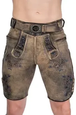 Mark Maddox Trachtenlederhose Lederhose Herren kurz - BUCHNER - beige antik/blau beige|blau 64