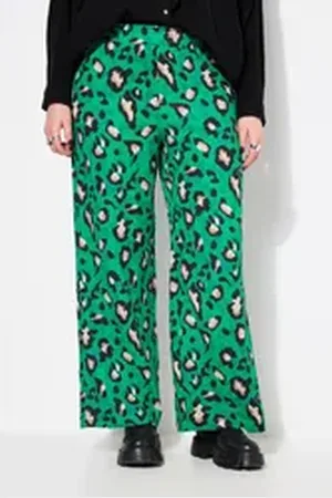 STUDIO UNTOLD Schlupfhose Hose Wide Legs Musselin Color-Leo grün 44