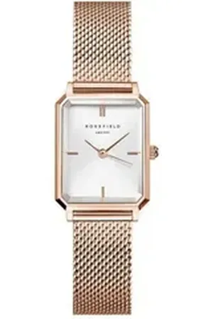 ROSEFIELD Quarzuhr Damenuhr Octagon XS Mesh Weiß Rosegold OWRMR-O59 goldfarben