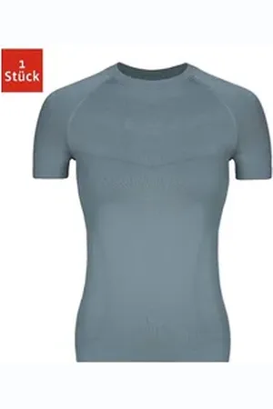Snocks Seamless Shirt Seamless Sport Shirt Damen figurformend und funktional, perfekt für den Sport blau XL