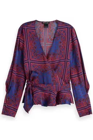 Scotch&Soda Blusenshirt Damen Wickelbluse Wrap Shirt 153769 blau S
