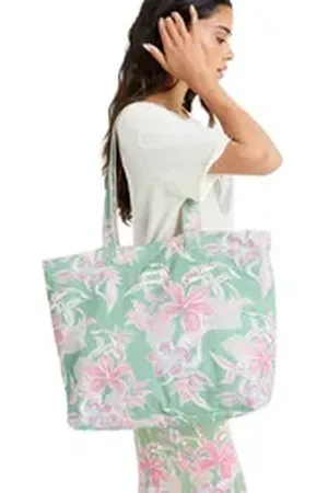 Roxy Strandtasche Hibiscus Island grün