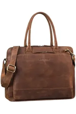 STILORD Laptoptasche "Nola" Shopper Tasche Damen Leder Groß Laptoptasche 13.6 Zoll braun