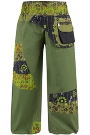 Kunst und Magie Haremshose Kunst&Magie Bunte Hippiehose Baumwolle IBIZA Strandhose Wellnesshose grün 4XL