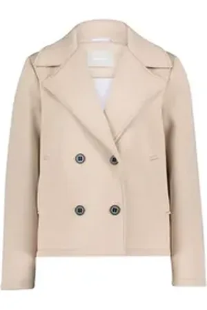 AMBER & JUNE Jackenblazer - Stilvolle Blazerjacke für Damen -kurzer Trenchcoat Blazer beige 40