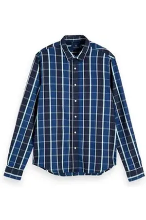 Scotch&Soda Kurzarmhemd Herren Langarm Hemd Beach Summer Check Shirt 155149 blau XL