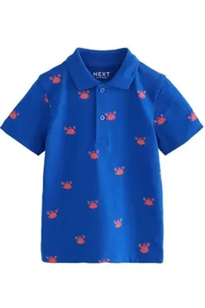 Next Poloshirt Poloshirt mit Allover-Print 100 % Baumwolle (1-tlg) blau 74-80 (9-12 Mon,)