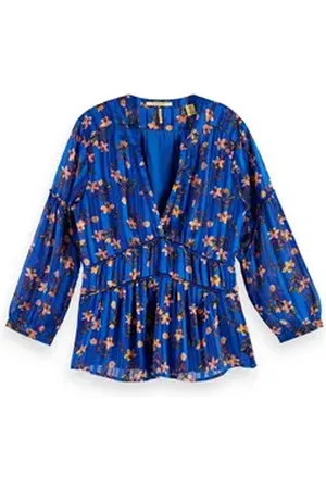 Scotch&Soda Blusenshirt Damen Bluse Printed Top 156561 blau L