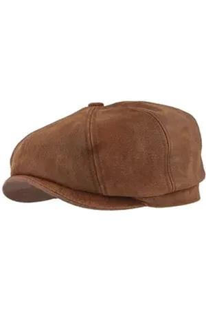 Stetson Schiebermütze Leder Ballonmütze Burney braun 55/S