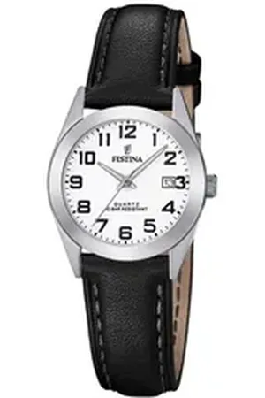 Festina Quarzuhr Quarz mit Lederband Schwarz weiß