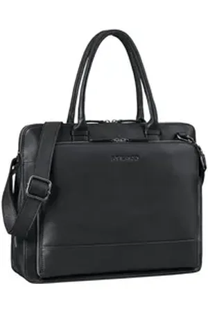 STILORD Laptoptasche "Nola" Shopper Tasche Damen Leder Groß Laptoptasche 13.6 Zoll schwarz