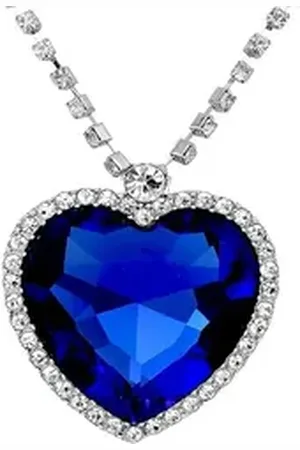 YouBella Kettenanhänger Crystal Heart Titanic Halskette Für Frauen & Mädchen Schmuck Set (Wunderschöner herzförmiger Anhänger, Am besten zum Verschenken, Hautverträglich), Versilbert, Mode-Anhänger, Perfekt für alle Anlässe blau|silberfarben