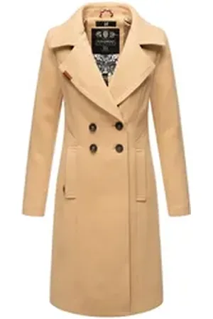 Navahoo Wintermantel Wooly edler Damen Trenchcoat in Wollmantel-Optik beige|braun XXXL (46)