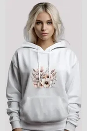 F4NT4STIC Kapuzenpullover Blumenstrauß Boho Premium Qualität weiß XXL