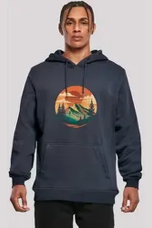F4NT4STIC Kapuzenpullover Sonnenuntergang Berglandschaft Premium Qualität blau XS
