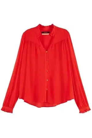 Scotch&Soda Blusenshirt Damen Bluse Feminine Pleated Shirt 157017 orange|rot M