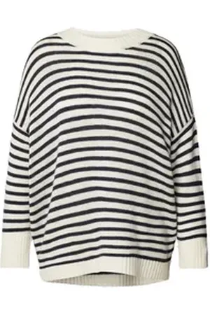 0039 Italy Strickpullover Pullover AMADEA STRIPE mit Kaschmir weiß S