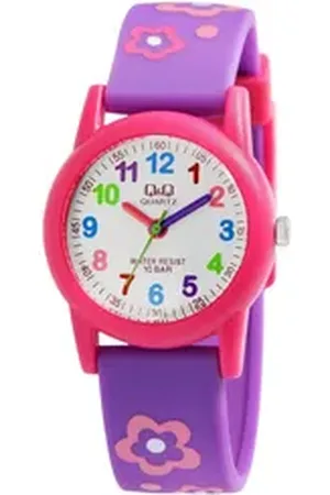 Q&Q Quarzuhr VR99J001Y Kinderuhr mit Silikonarmband, Blumen, 10 Bar