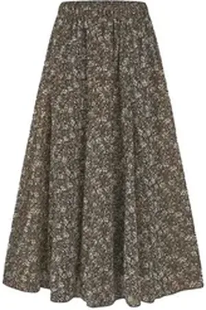 SASSYCLASSY Midirock A-Linie Faltenrock Damen lang aus Chiffon Elegant Fließender Rock mit Raffungen im Blumen Punkte-Print Schwarz Burgundy braun|schwarz L