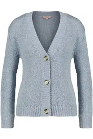 Kate Storm Cardigan Damen Strickjacke aus Bändchengarn (1-tlg) blau XL
